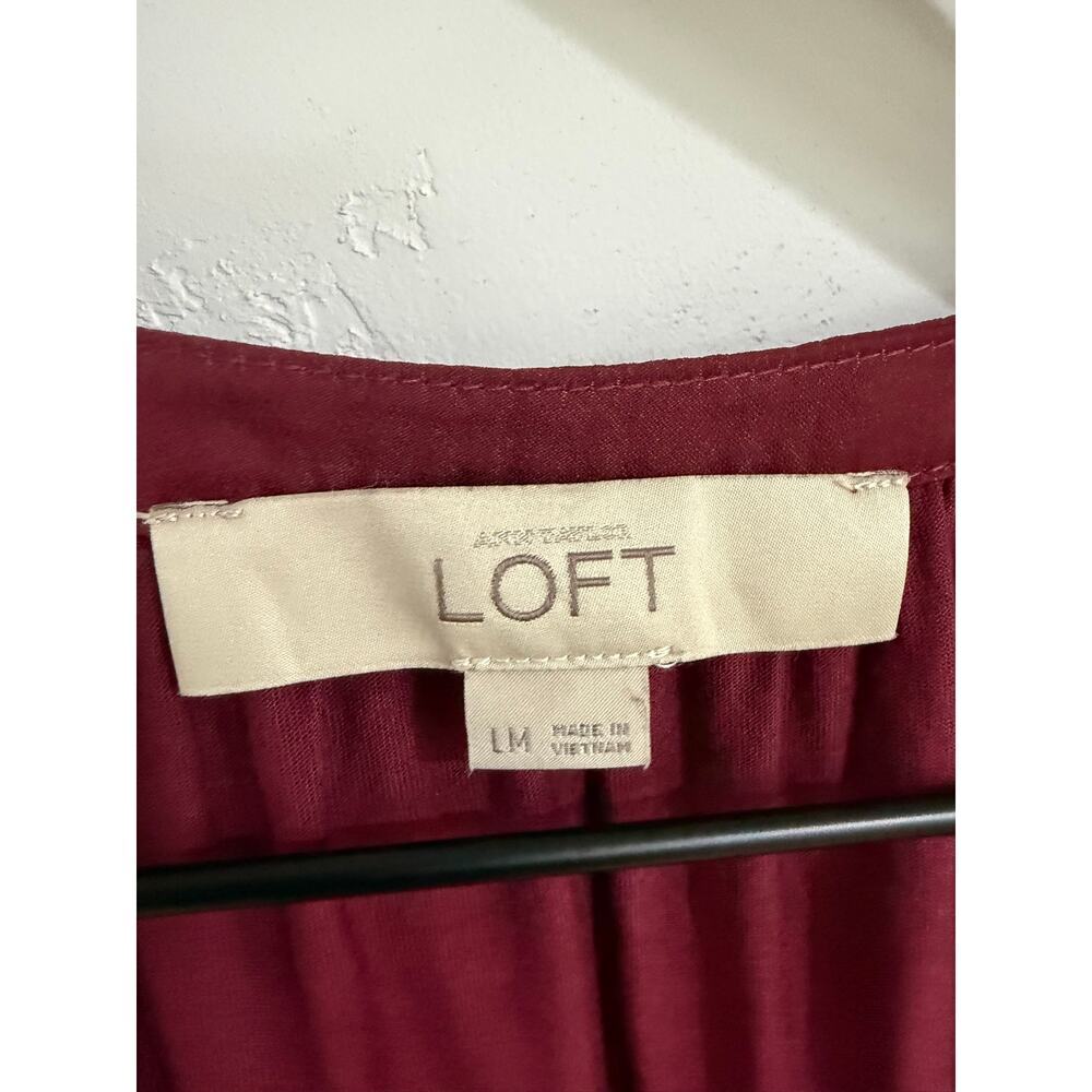 Loft Maternity Maroon Mixed Media Tank Womens L Pre-Owned - Picture 4 of 6